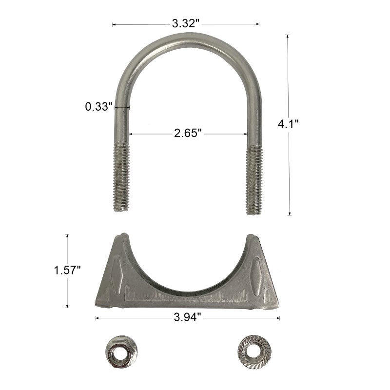 eLifecenter Heavy Duty 2.5 Inch Muffer Clamps Exhaust 2 1/2"" Stainless Steel U Bolt Clamp on Tip Pipes Connection - Image 2